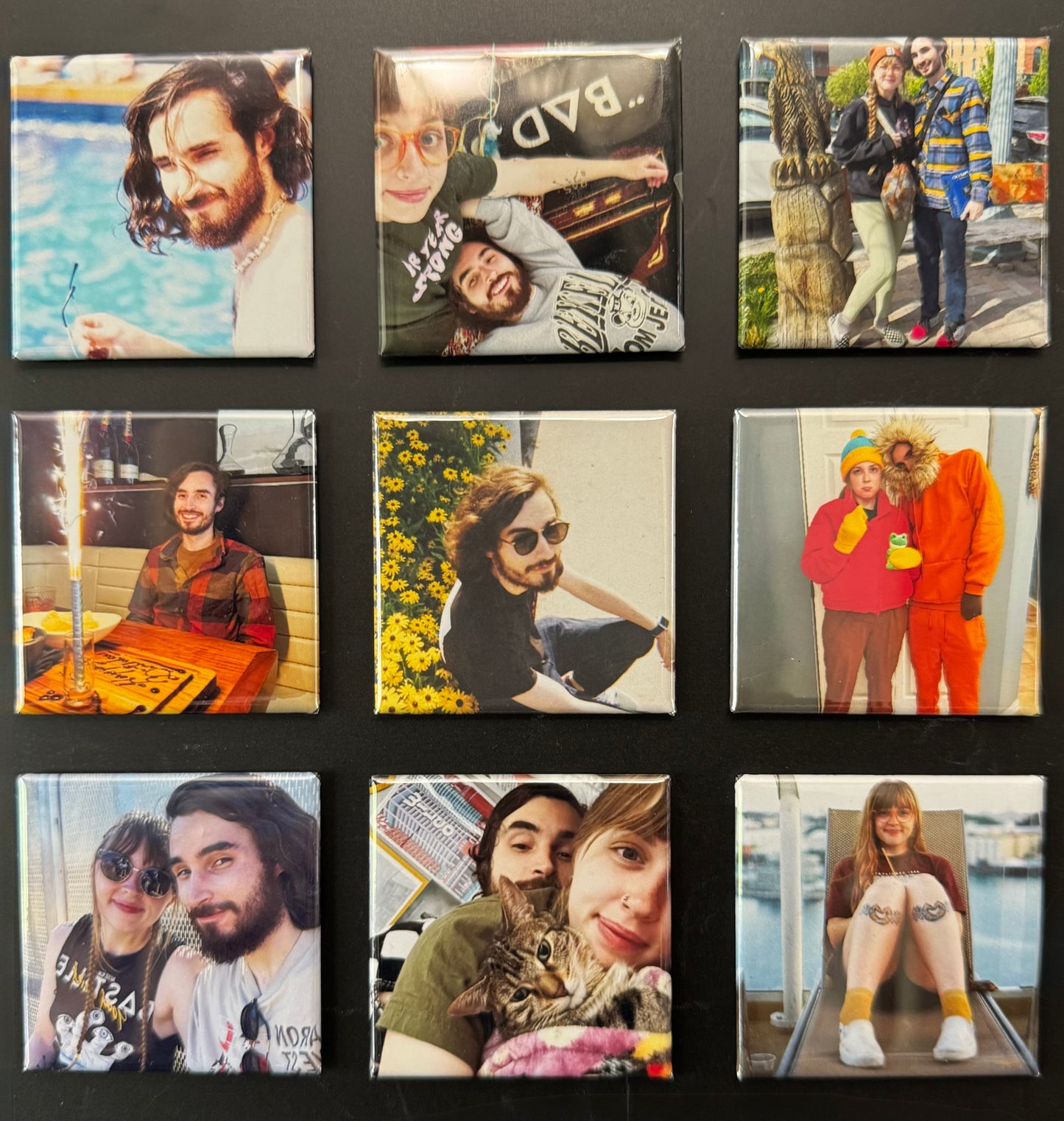 Custom 2x2 Photo Magnets - Button Style - Set of 9